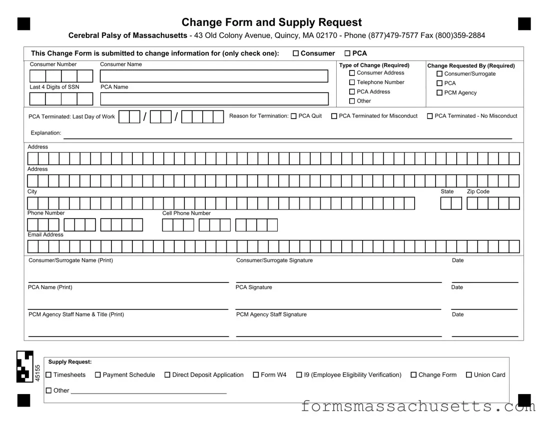Fill in a Valid Cerebral Palsy Massachusetts Pca Form