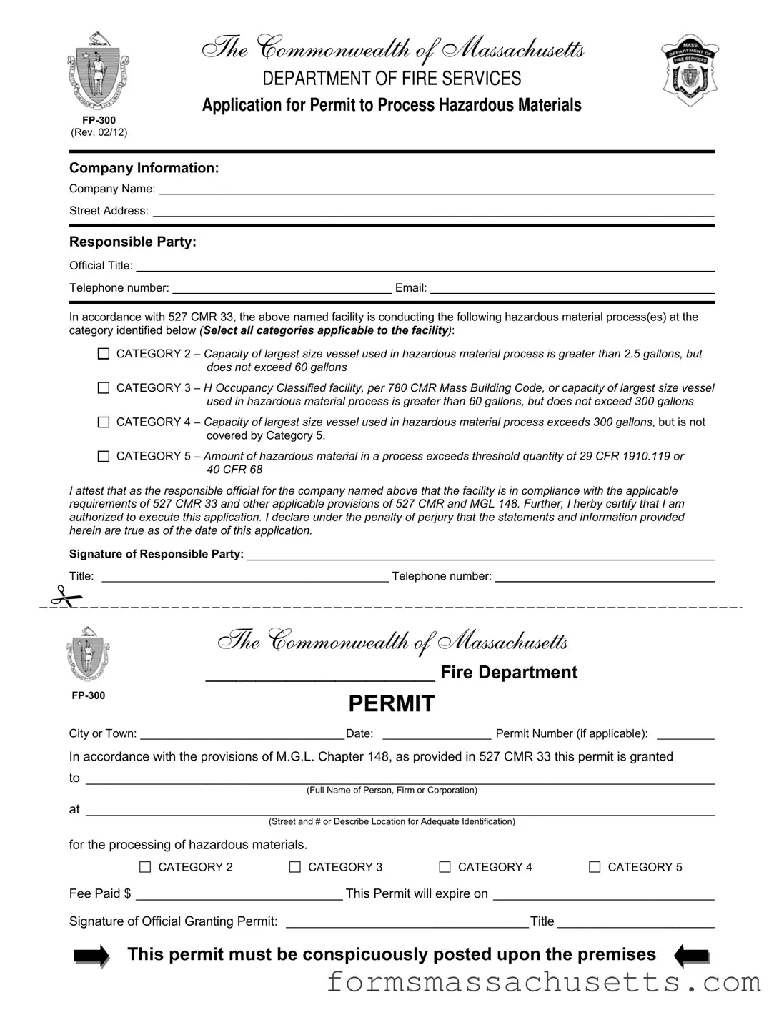 Fill in a Valid Fp 300 Massachusetts Form