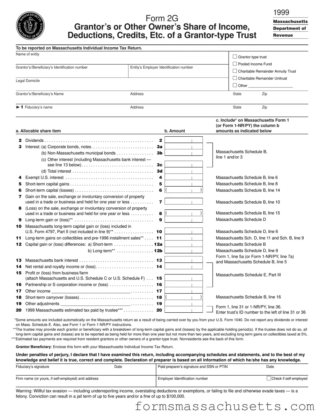 Fill in a Valid Massachusetts 2G Form