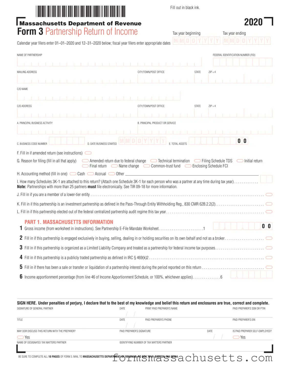 Fill in a Valid Massachusetts 3 Form