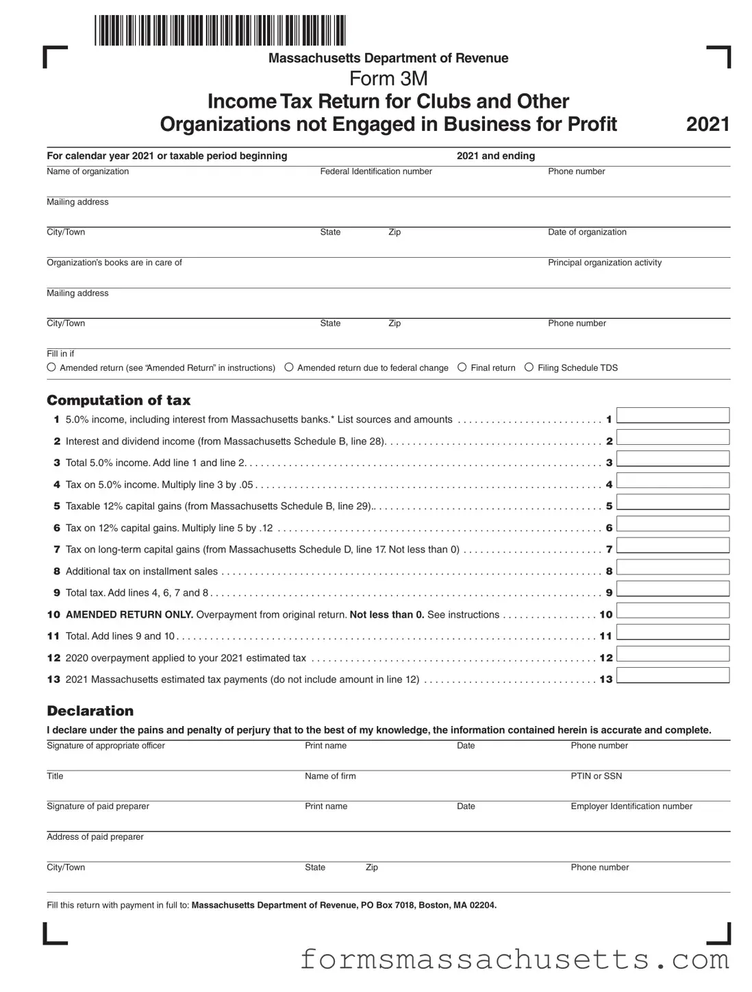 Fill in a Valid Massachusetts 3M Form