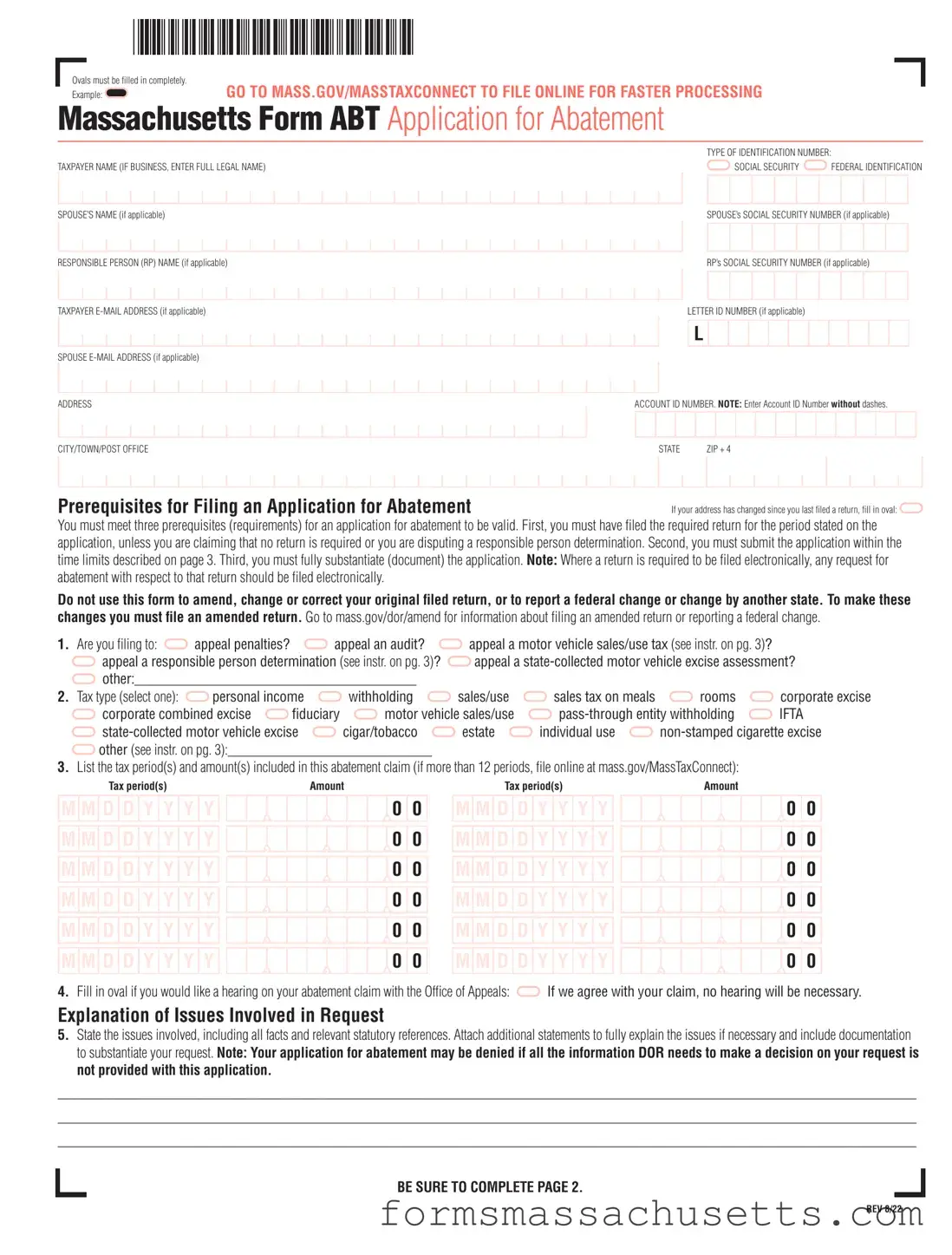 Fill in a Valid Massachusetts Abt Form