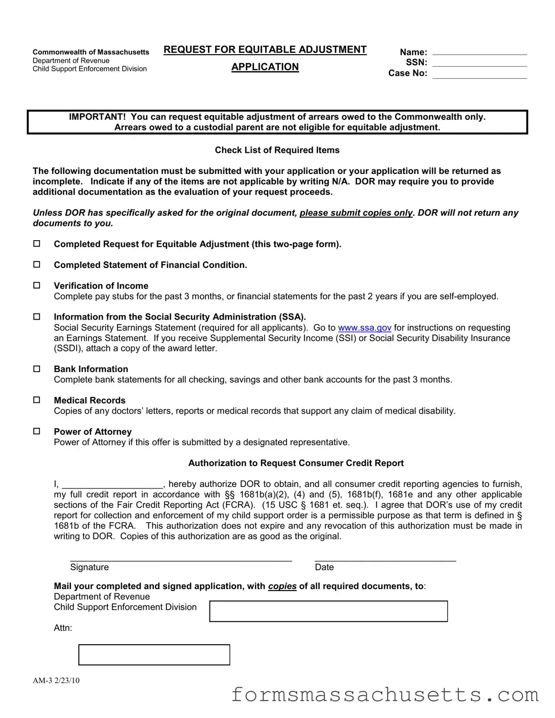Fill in a Valid Massachusetts Am 3 Form