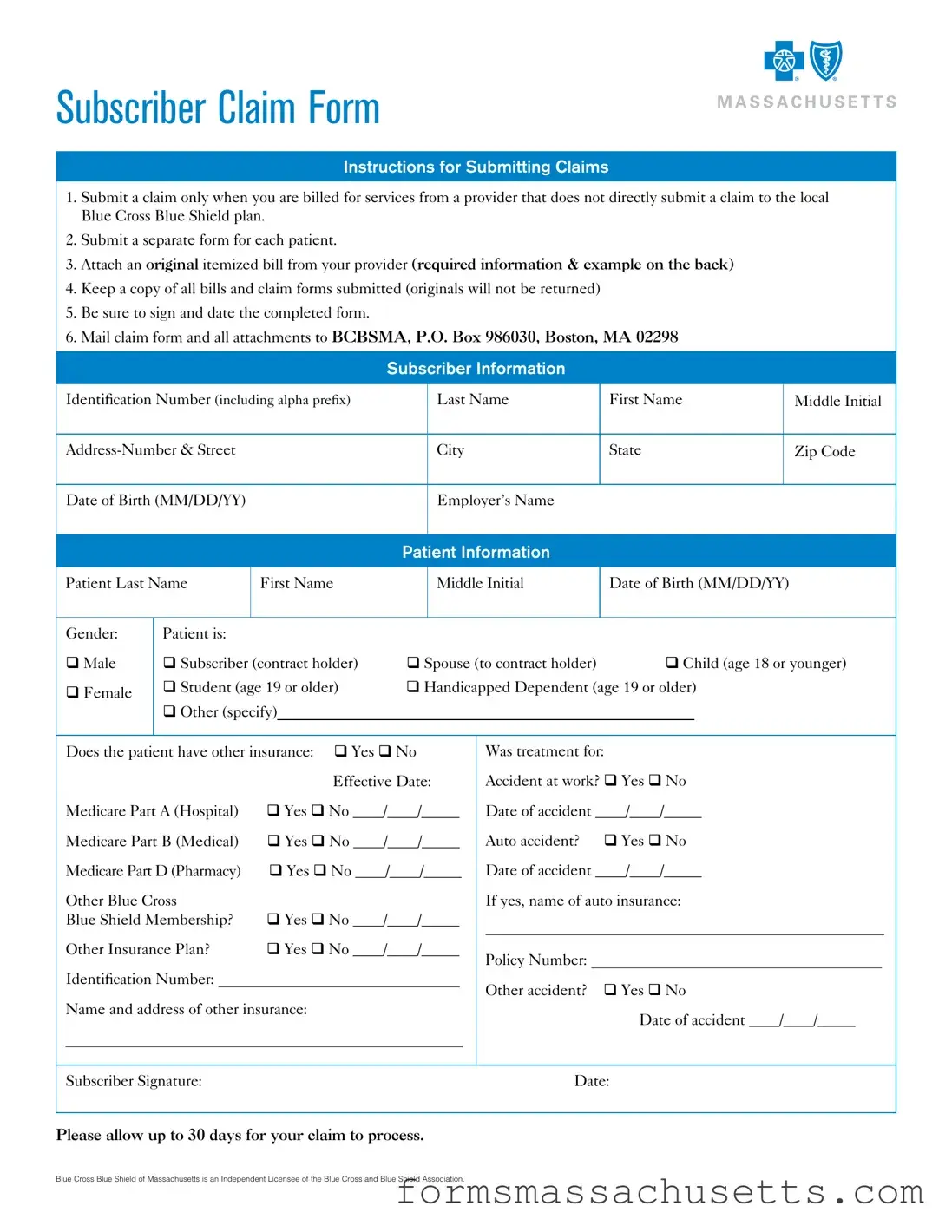 Fill in a Valid Massachusetts Claim Form