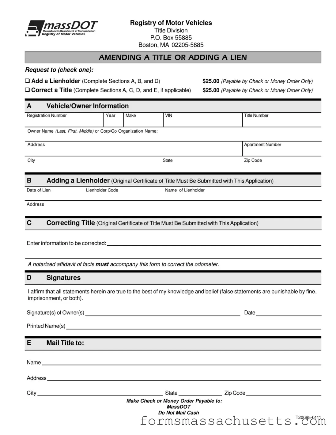 Fill in a Valid Massachusetts Lien Form