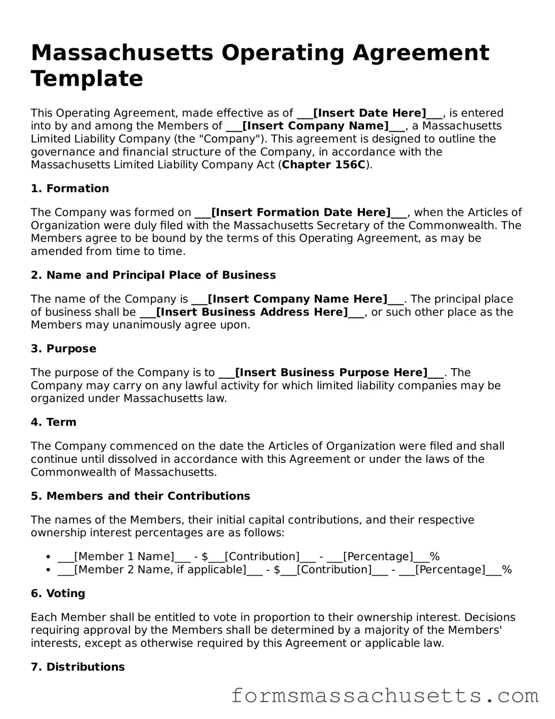 Massachusetts Operating Agreement Document