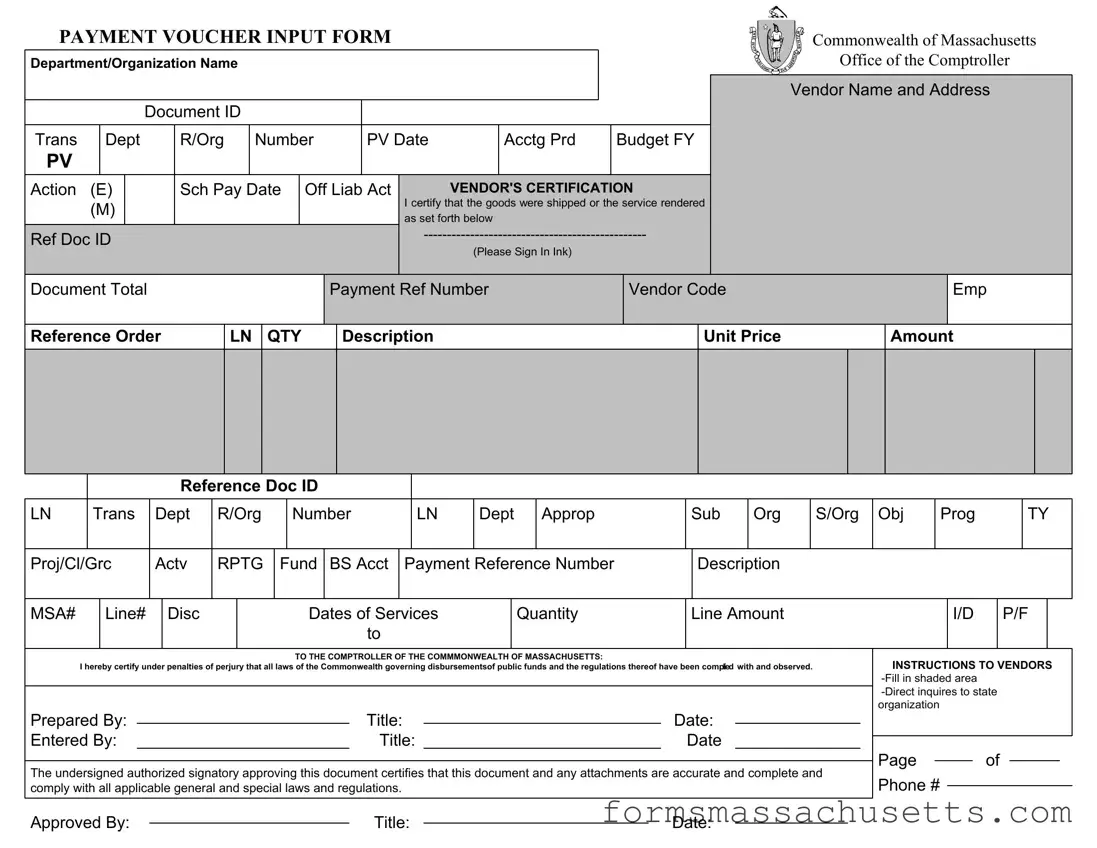 Fill in a Valid Massachusetts Payment Voucher Form