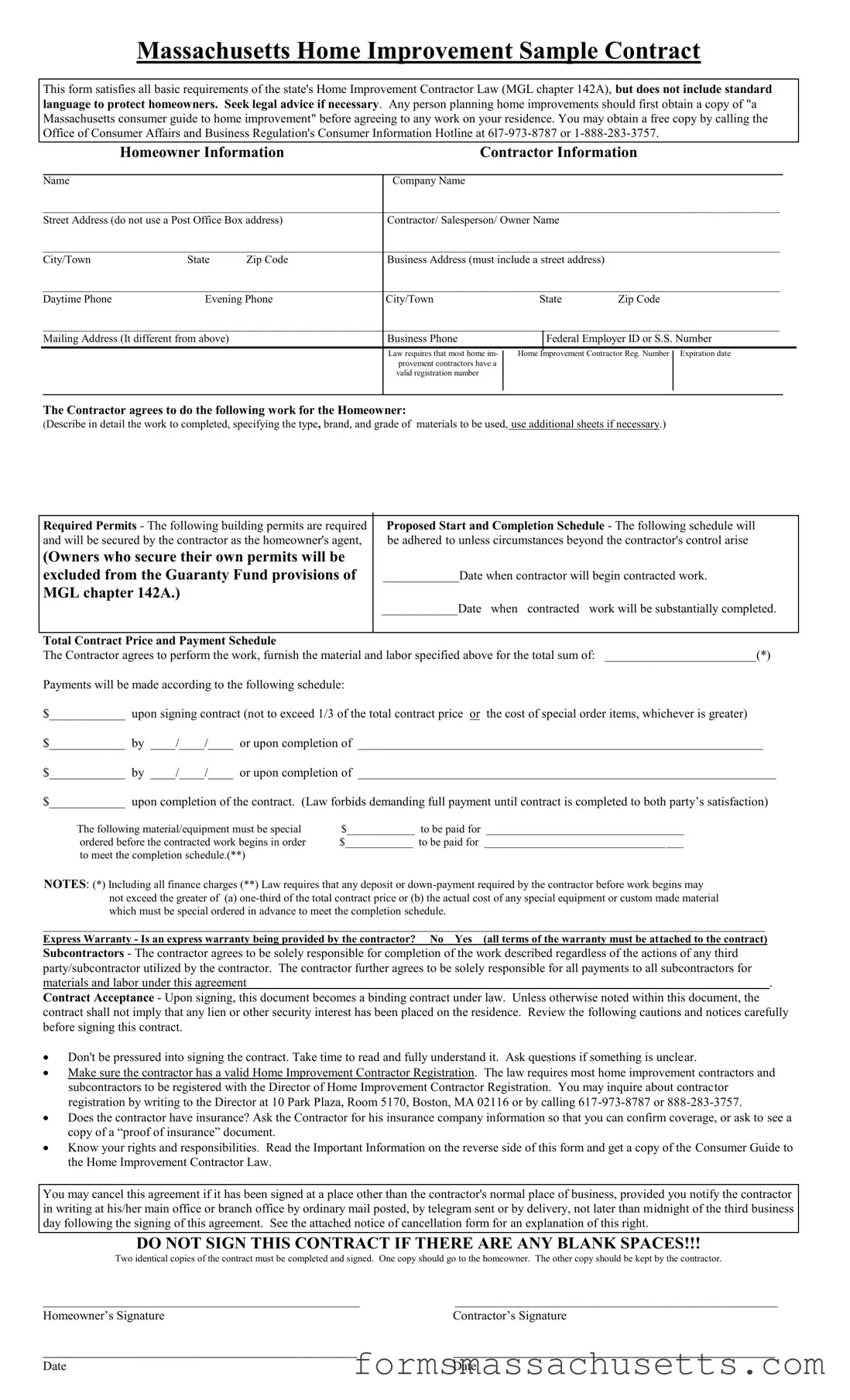 Fill in a Valid Massachusetts Sample Form