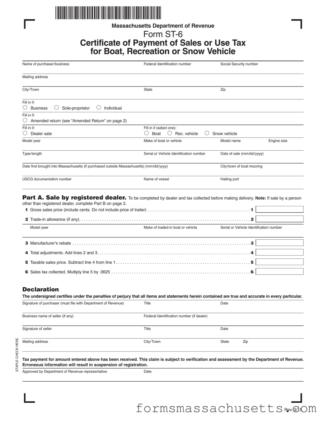 Fill in a Valid Massachusetts St 6 Form