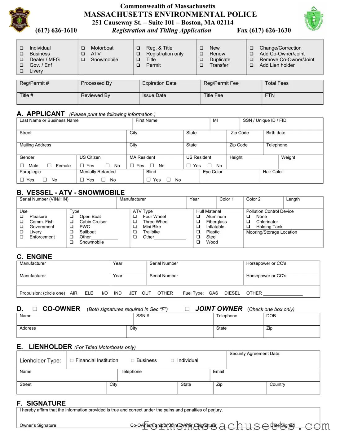 Fill in a Valid Massachusetts Titling Form