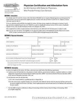 Fill in a Valid Massachusetts Aca 1202 Form