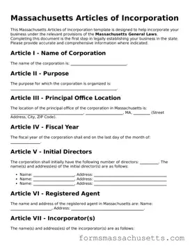 Massachusetts Articles of Incorporation Document