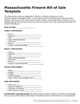 Massachusetts Firearm Bill of Sale Document