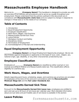 Massachusetts Employee Handbook Document