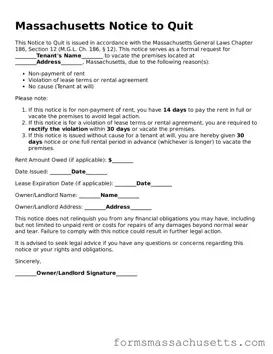 Massachusetts Notice to Quit Document