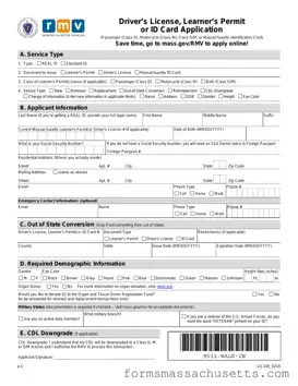 Fill in a Valid Massachusetts Id Application Form