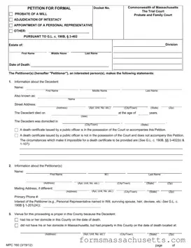 Fill in a Valid Mpc 160 Massachusetts Form
